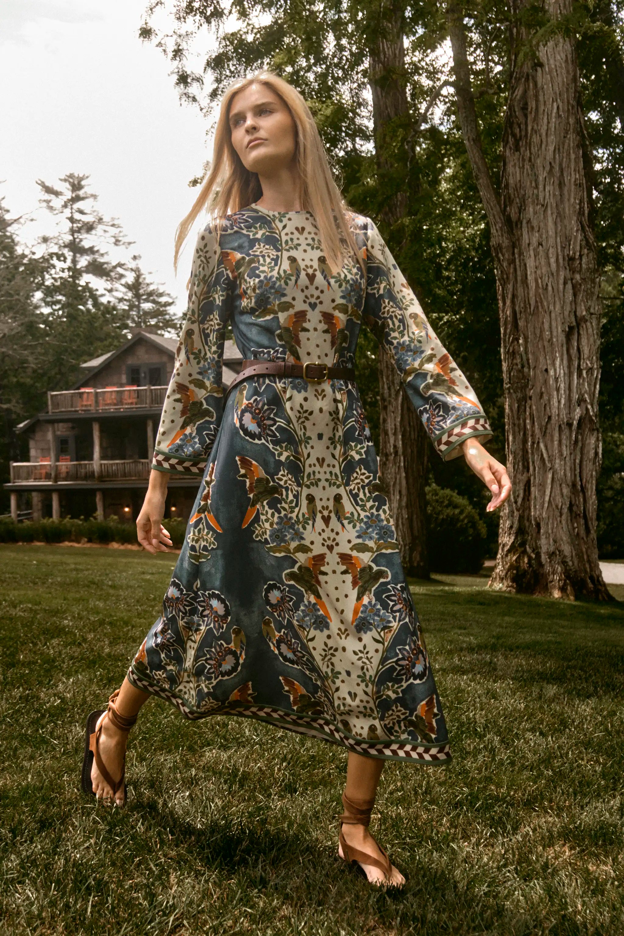 The Townes Dress in Birds of a Feather Navy. 