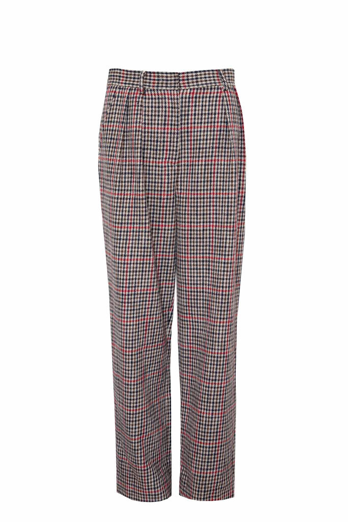 The York Trouser Pants have a banded waist, front pleats, slant front pockets and a tapered leg.