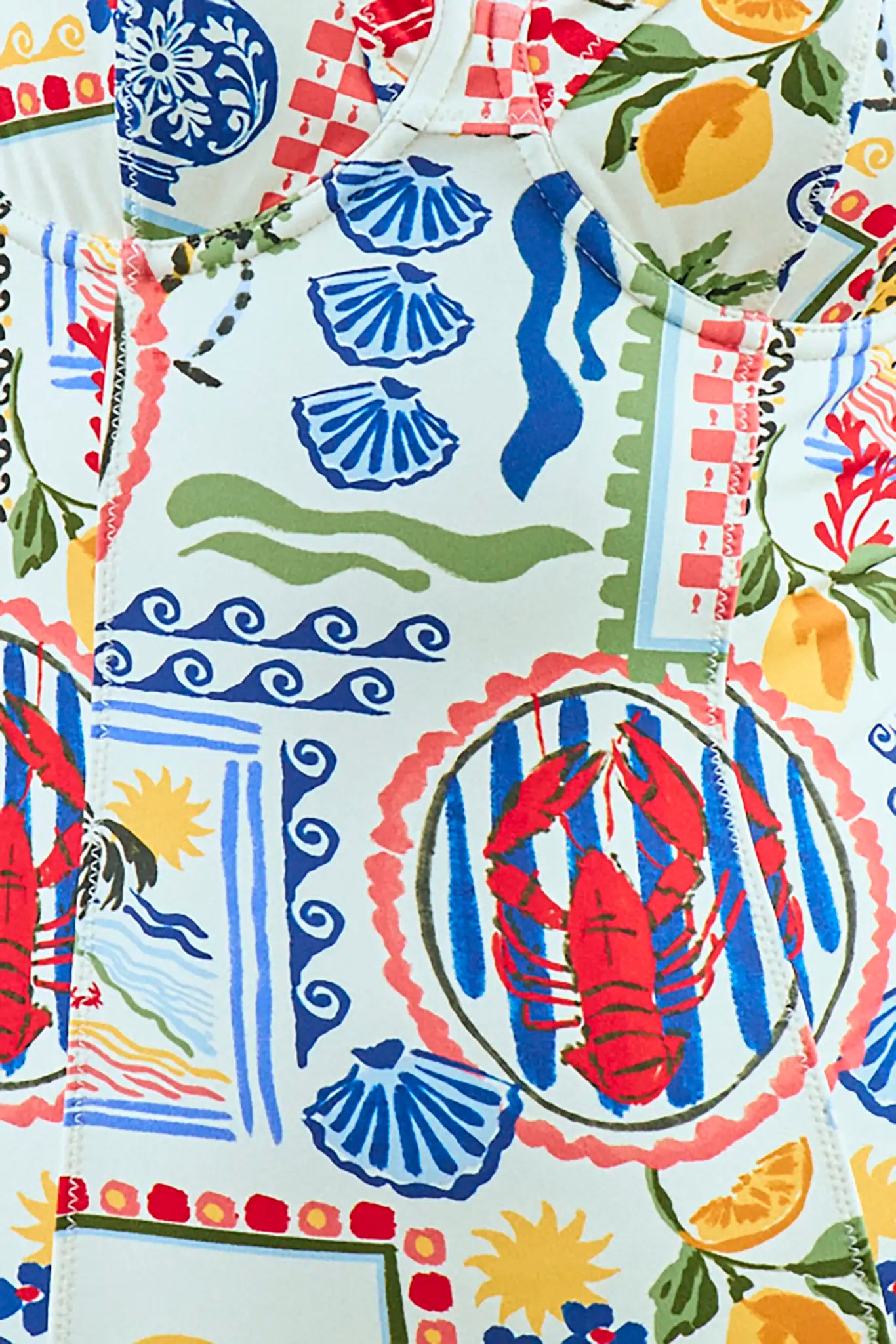 Close up of The Underwire One-Piece Swimsuit in Coastal Conversation 