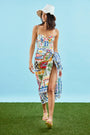 The Sarong in coastal conversation paired with matching One piece swimsuit