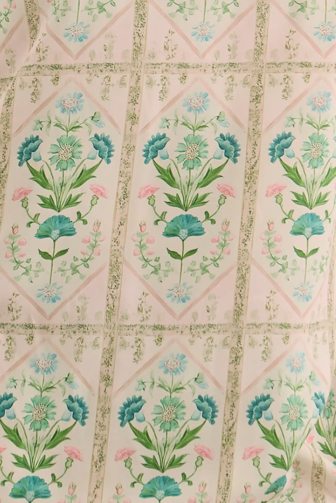 Close up of the Valerie Dress in Pink Trellis.