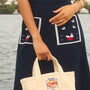 Small canvas tote with the Vaughn Dress.