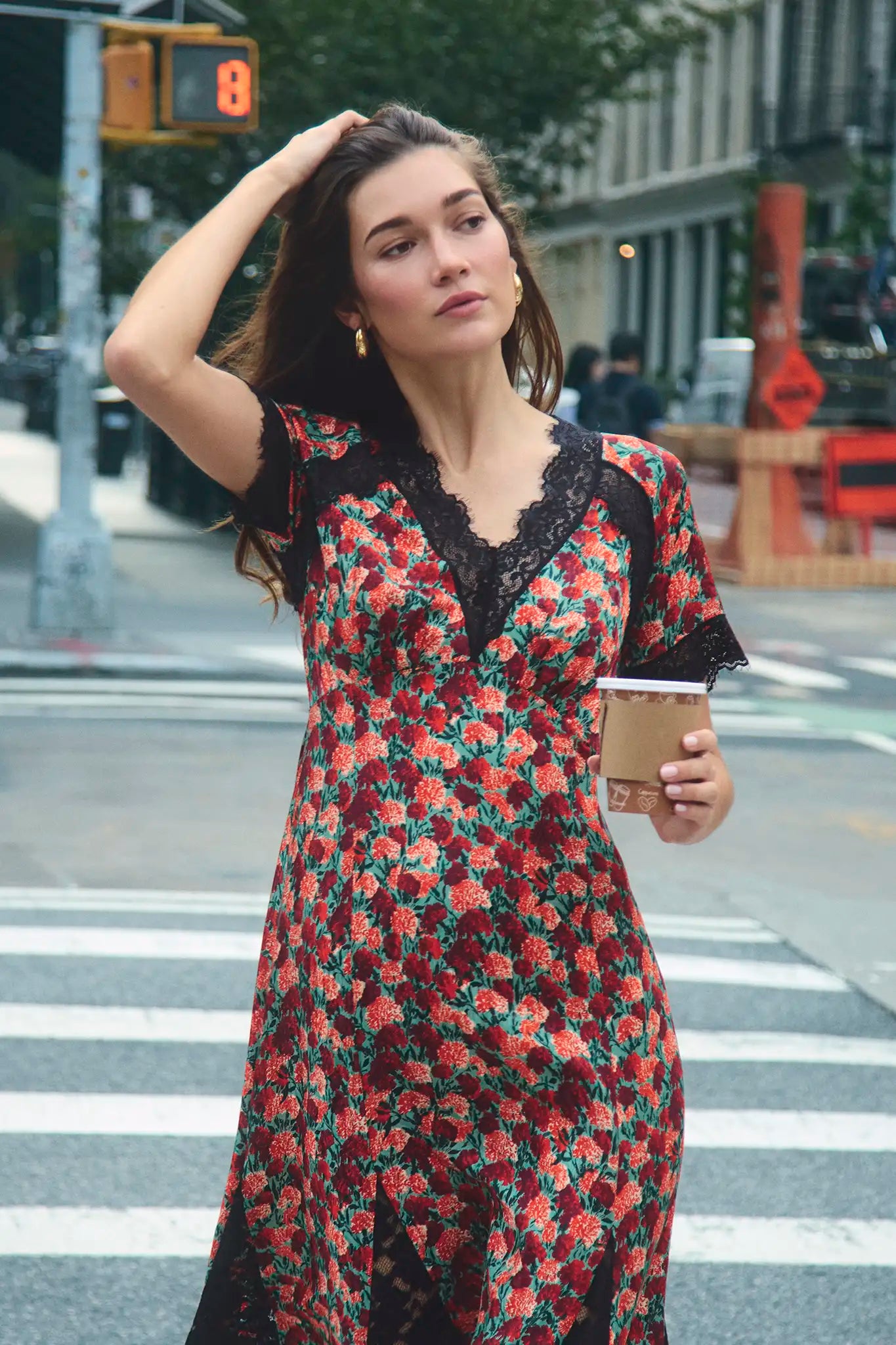 The Vela Dress in Crimson Blossom.