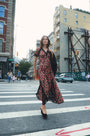 The Vela Dress in Crimson Blossom paired with the Brooke Cardigan.