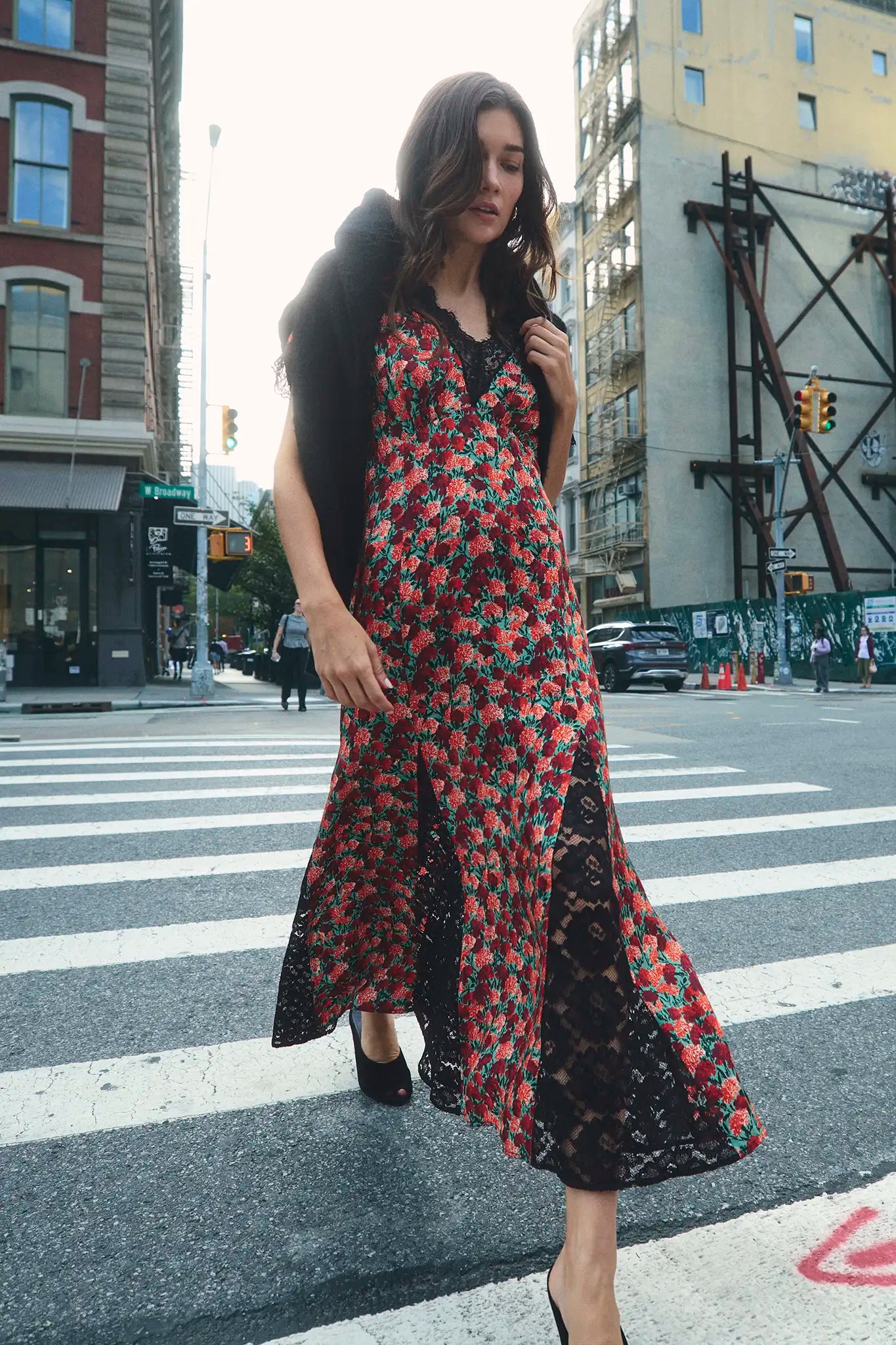 The Vela Dress in Crimson Blossom.