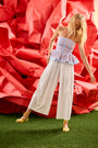 The Vera Top in Seaside Stripe paired with Hunter Bell White Whisper Pant 