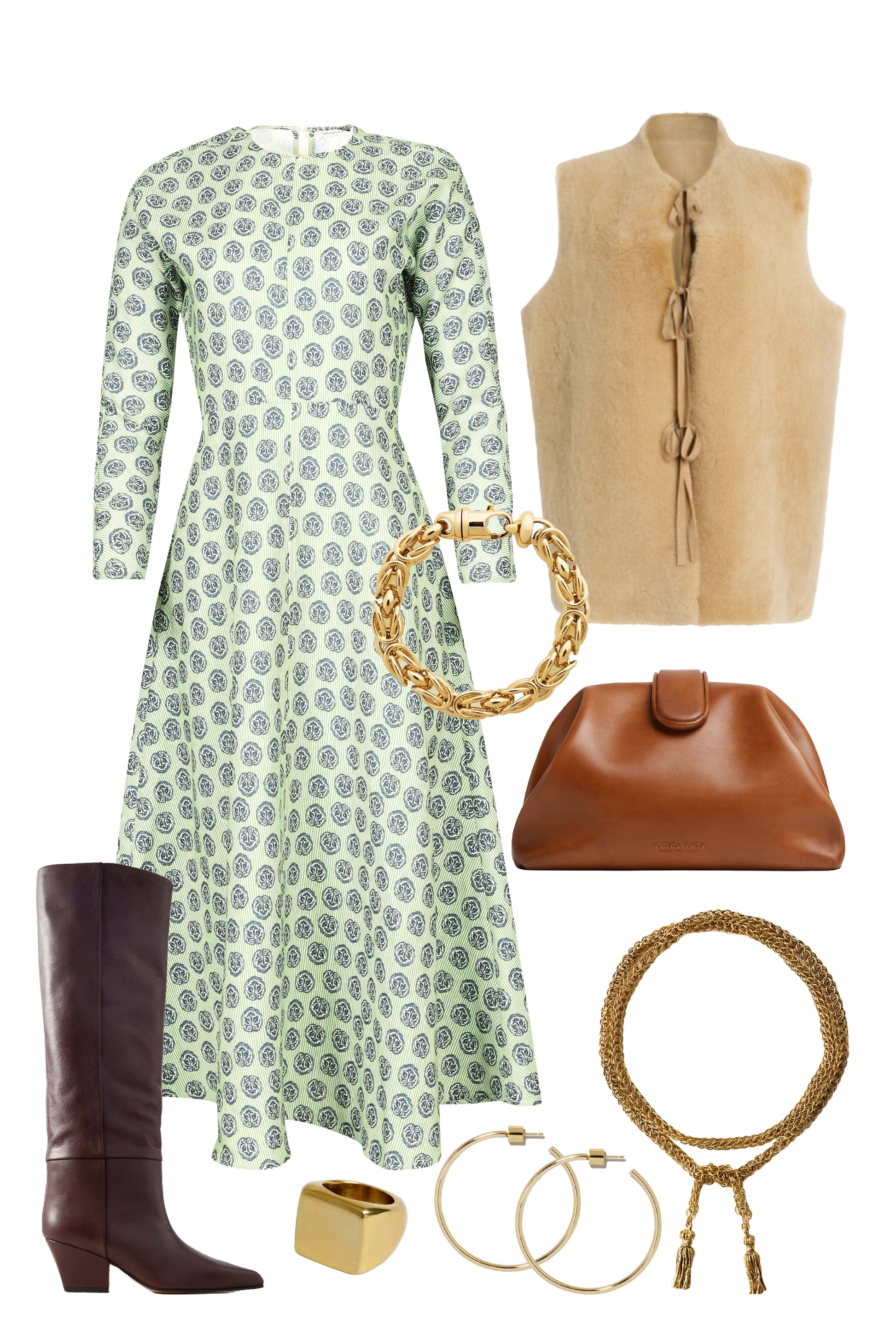 Midi dress with a clean crew neckline, modern dolman sleeves, with a circle-cut skirt.