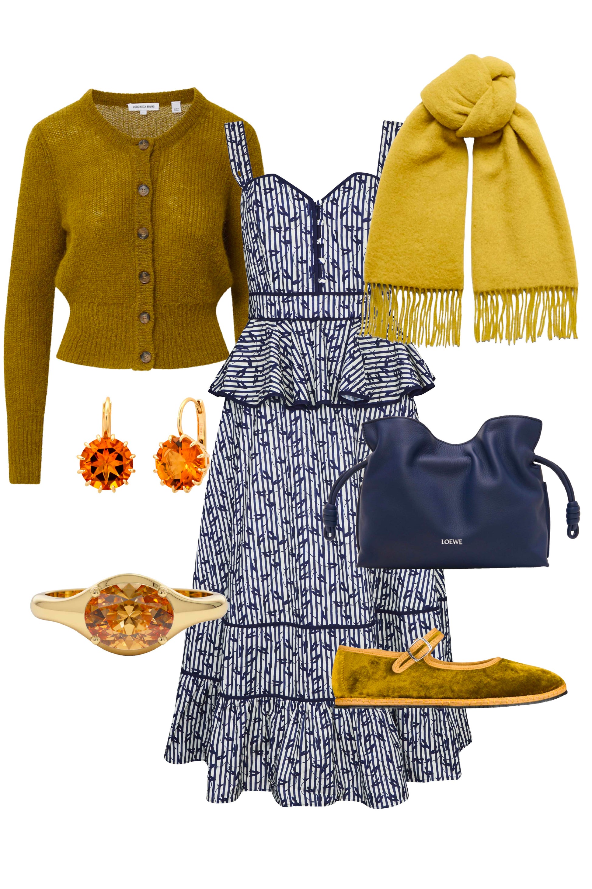 Vine Stripe peplum midi dress with a sleeveless bodice, sweetheart neckline, full circle skirt.