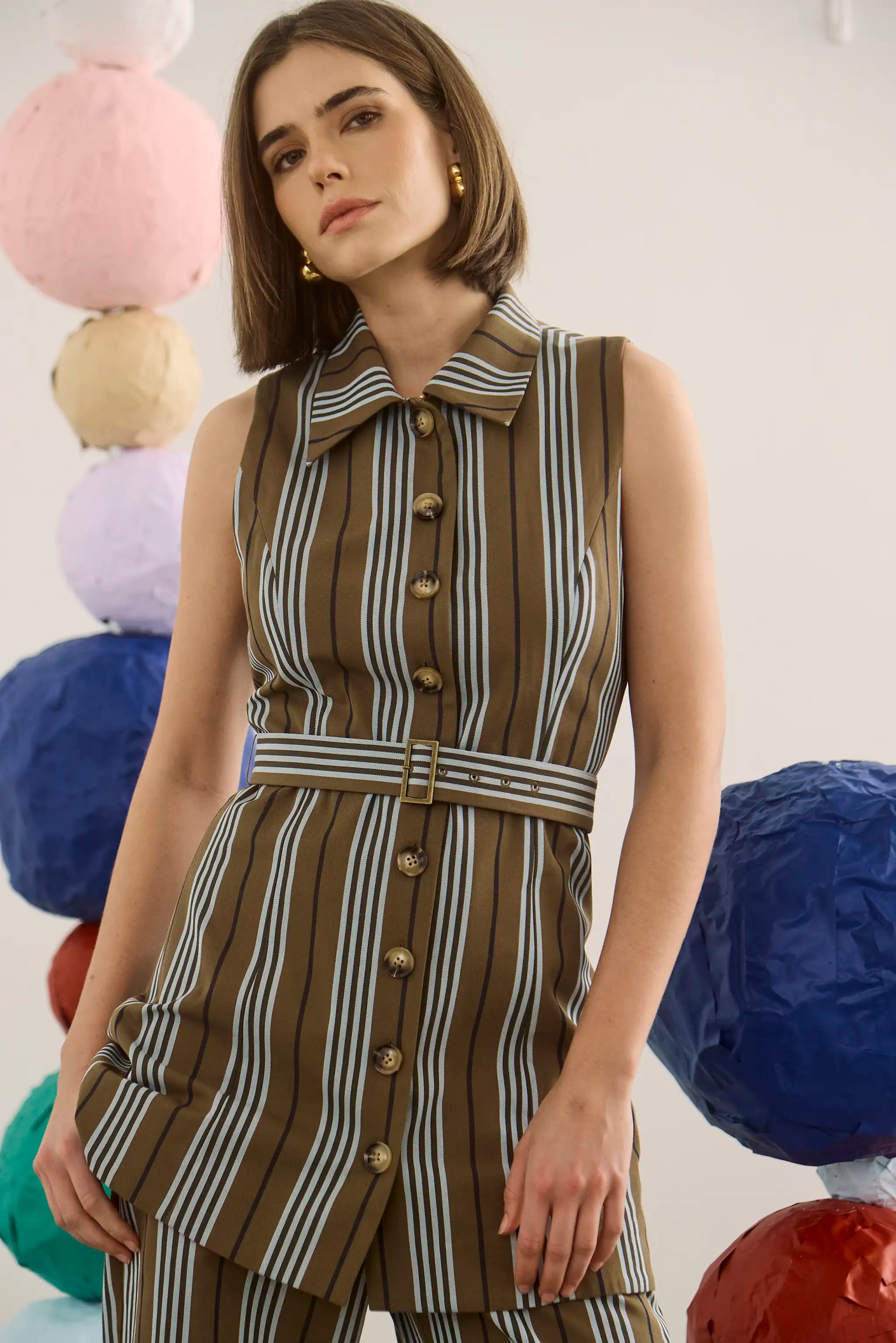 The Wesley Tunic in Hillcrest Stripe paired with matching Juno Pant. 