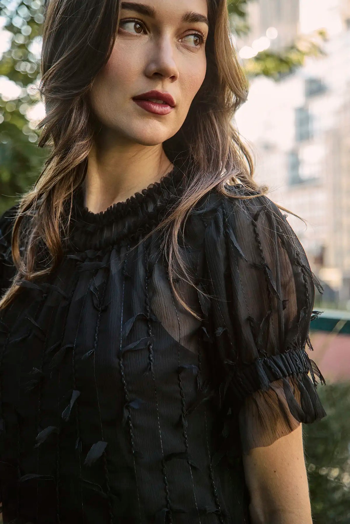 The Whitney Dress in Manhattan Chiffon Onyx.