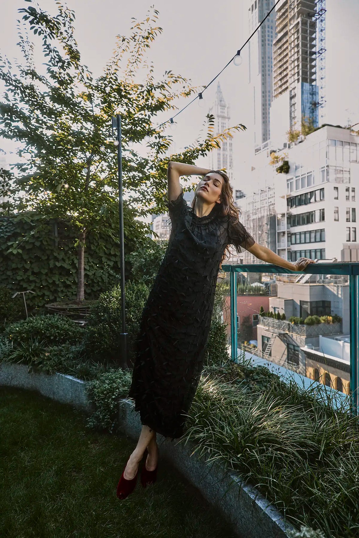 The Whitney Dress in Manhattan Chiffon Onyx.