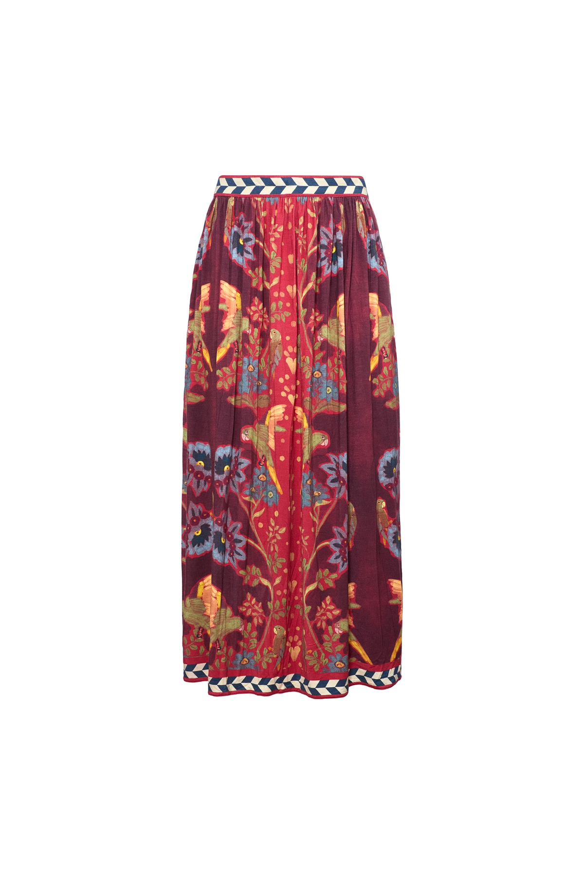 The Wimberly Skirt in Birds of Feather Maroon