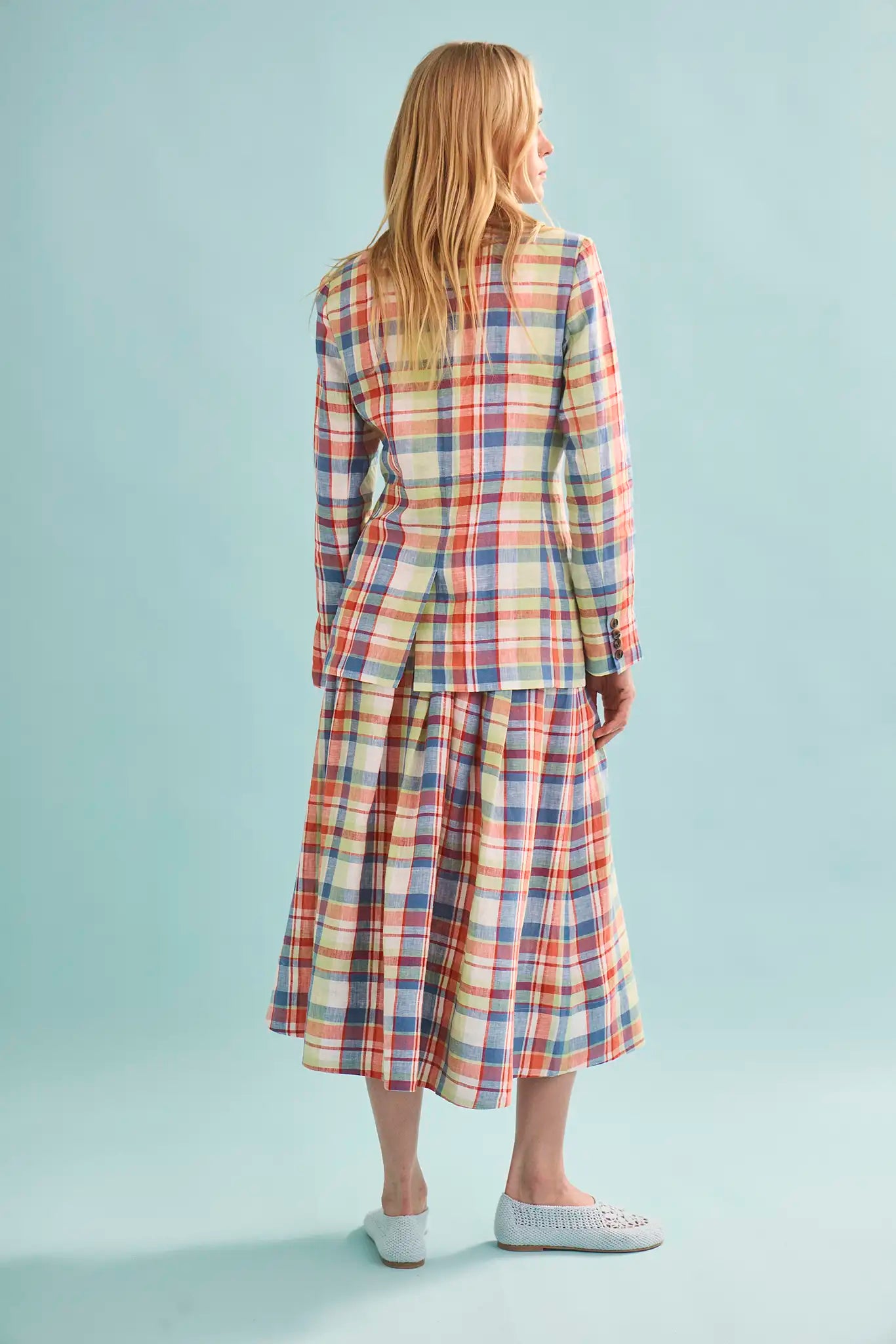 The Maison Skirt in Harbor Club Madras paired with matching Yardley Blazer and Davis Cami.