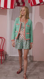 The Catalina Short in Coral Reef Ombre paired with matching Corby Top and turquoise Russell Cardigan.
