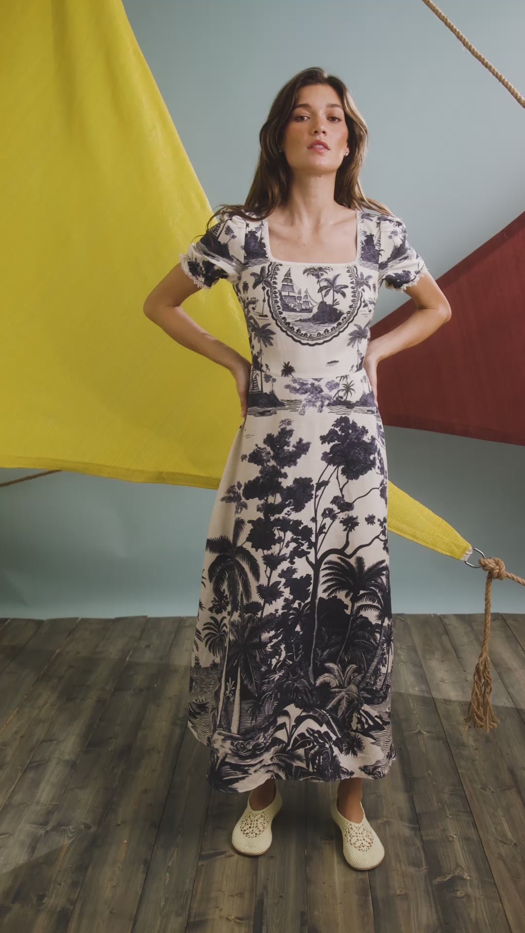 The Cecily Dress in Bermuda Toile.