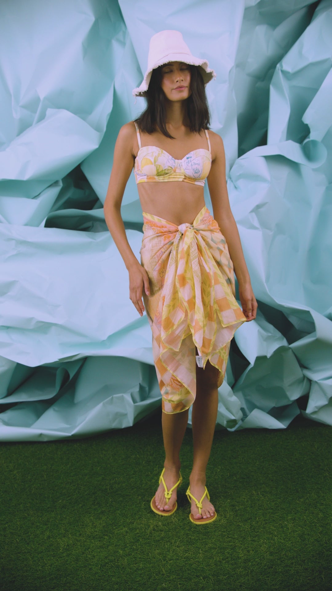 Sarong in Still Life Symphony styled with the matching bikini set.