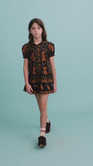 The Kids Drifter Mini Dress in Glen Paisley. 