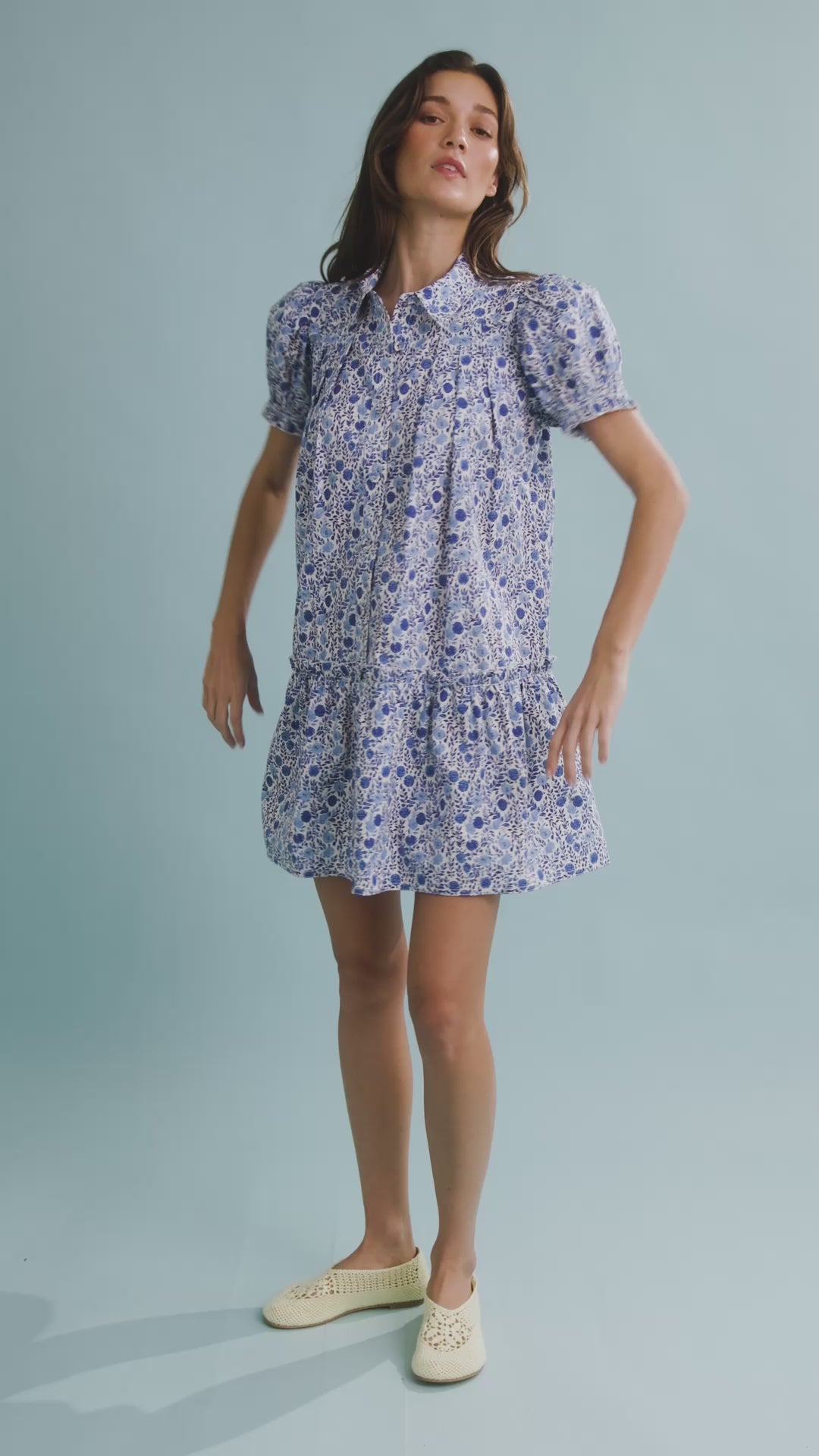 The Drifter Mini Dress in Bermuda Blooms.