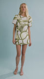 The Olivia Top in Seabreeze Ikat Green with matching Britt Mini Skirt.