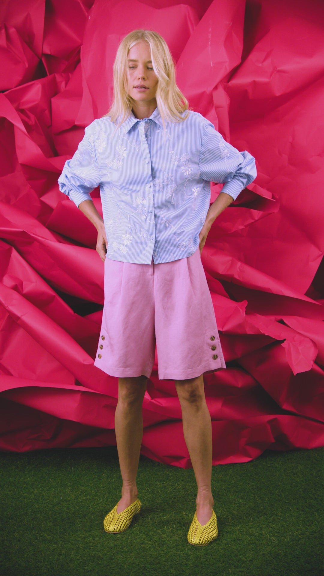 The Hudson Shirt, embroidered striped shirt, in Sullivan Stripe.