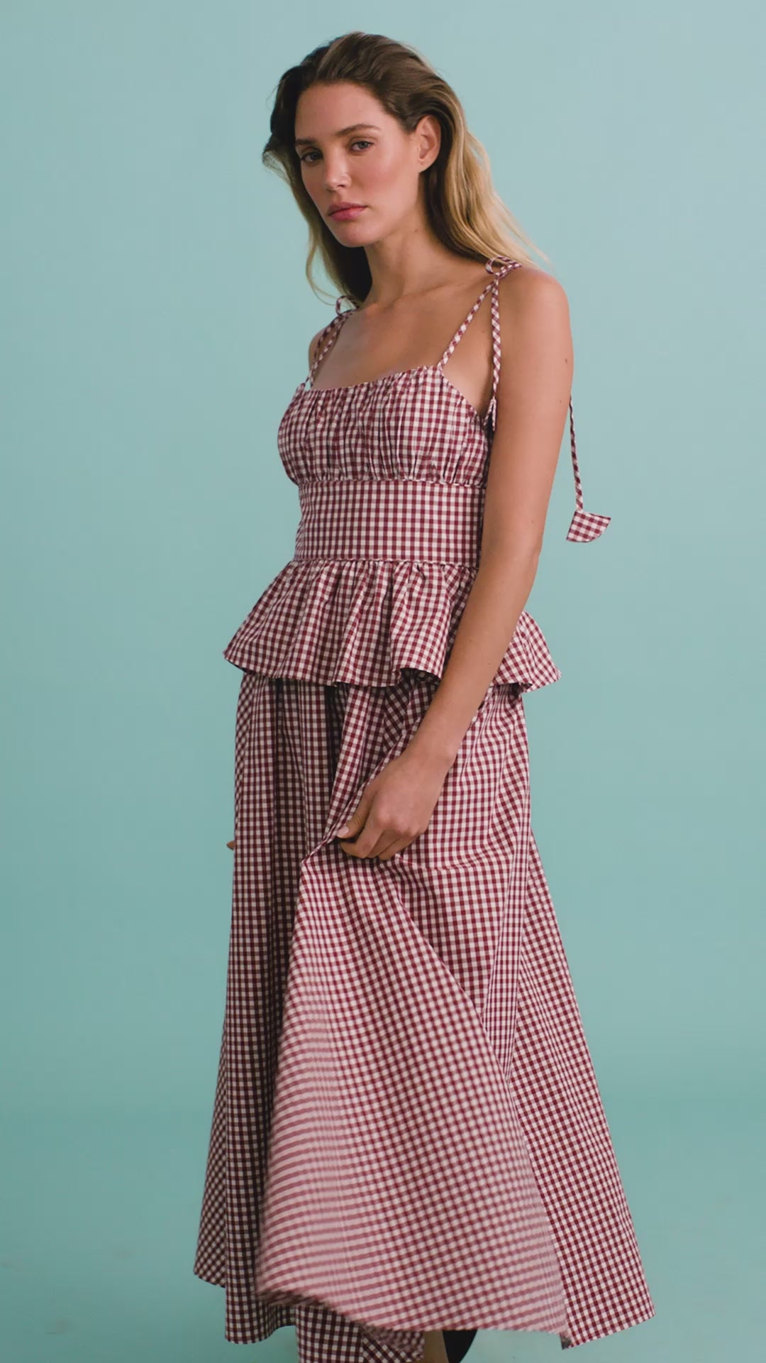 Betsy Dress | Red Gingham Midi Dress | Hunter Bell