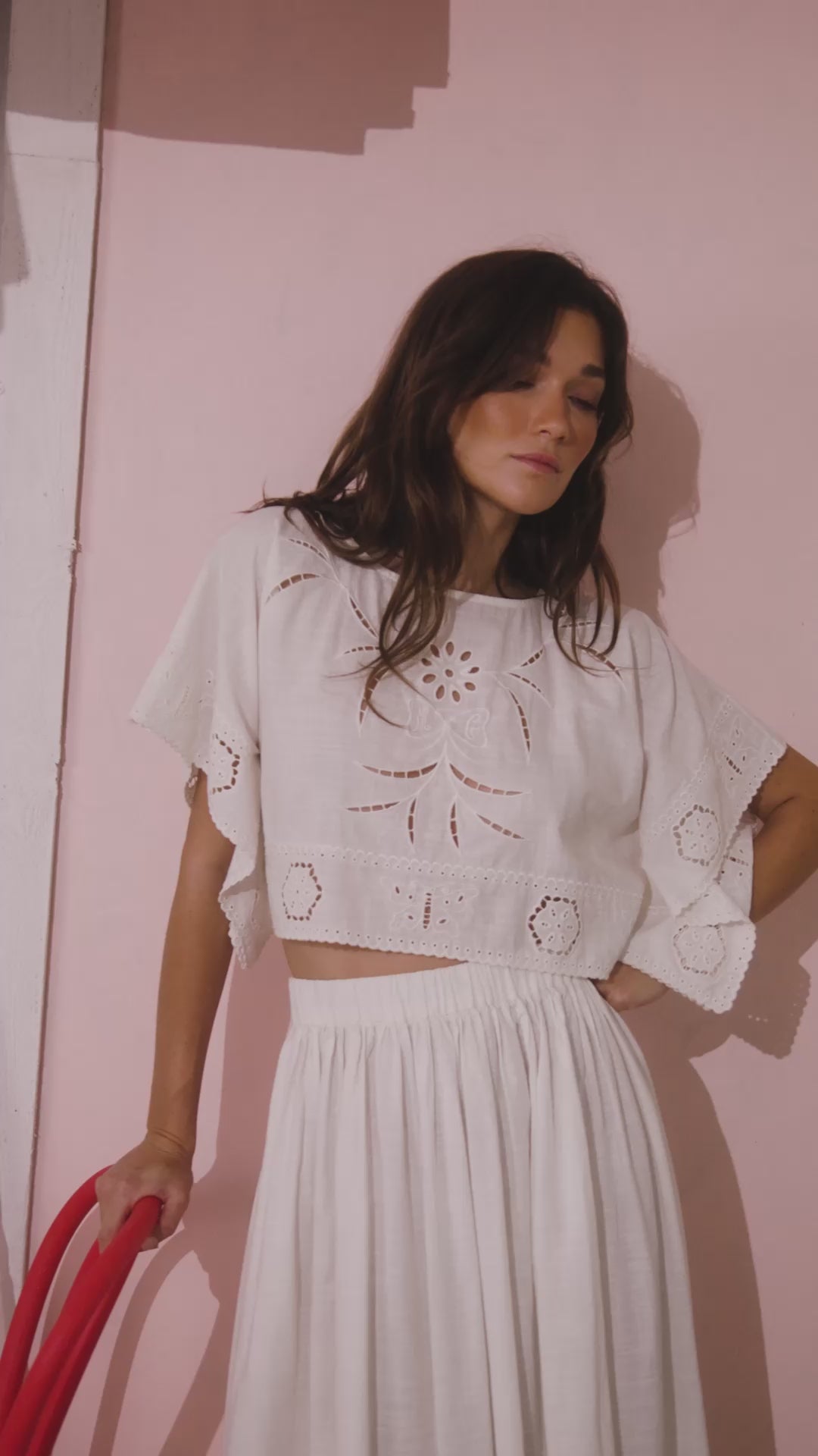 The Keira Top in White paired with matching Tatum Skirt.