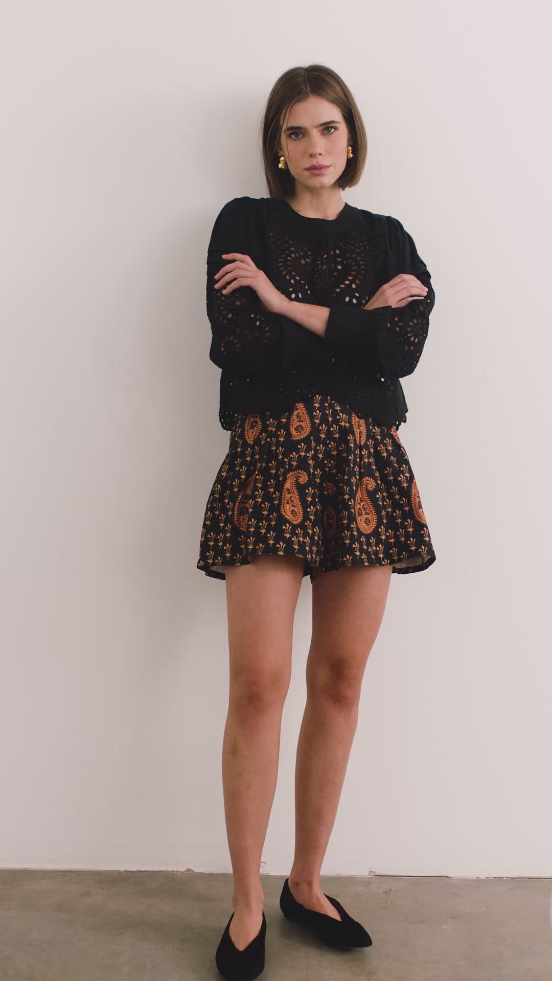 Willa Short | Paisley Pleated Shorts | Hunter Bell
