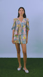 the Irene Top in Morning Glory paired with matching ashton shorts