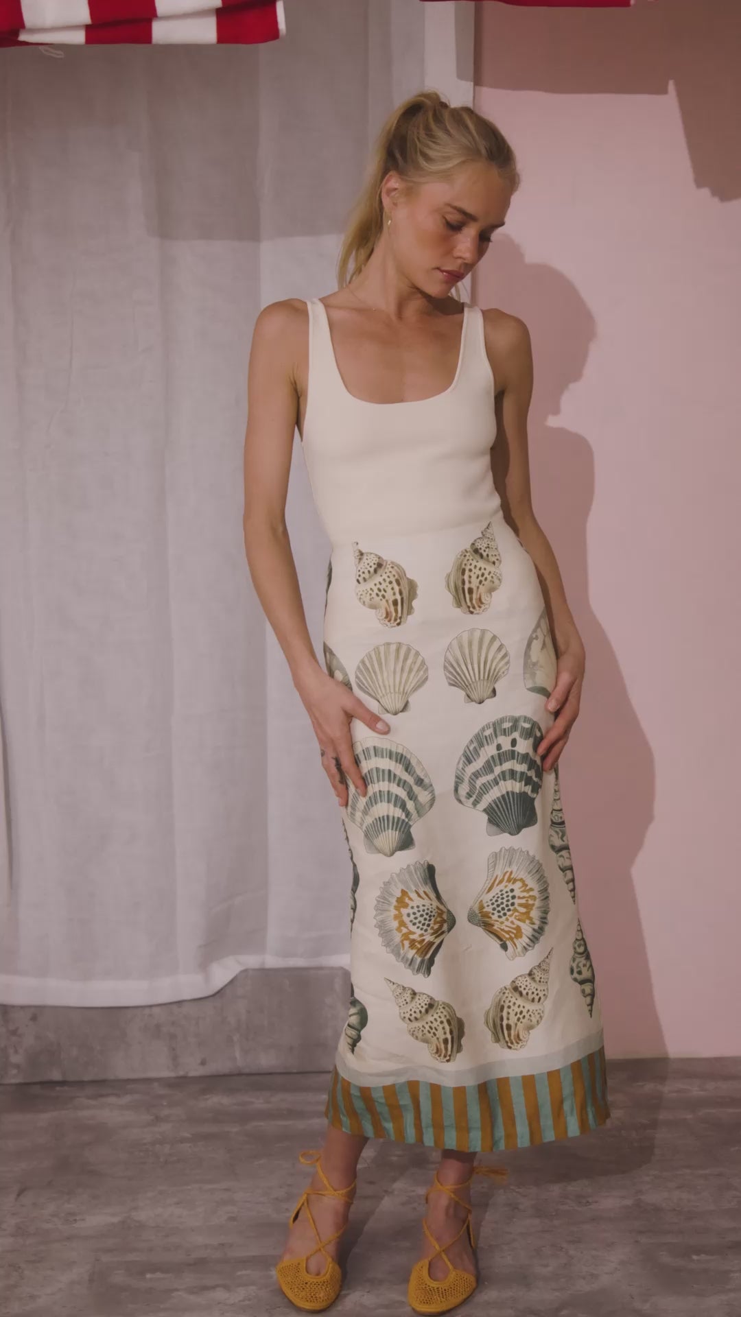 The Davis Cami in Cream paired with Lynne Skirt in Somers Shell Cream.