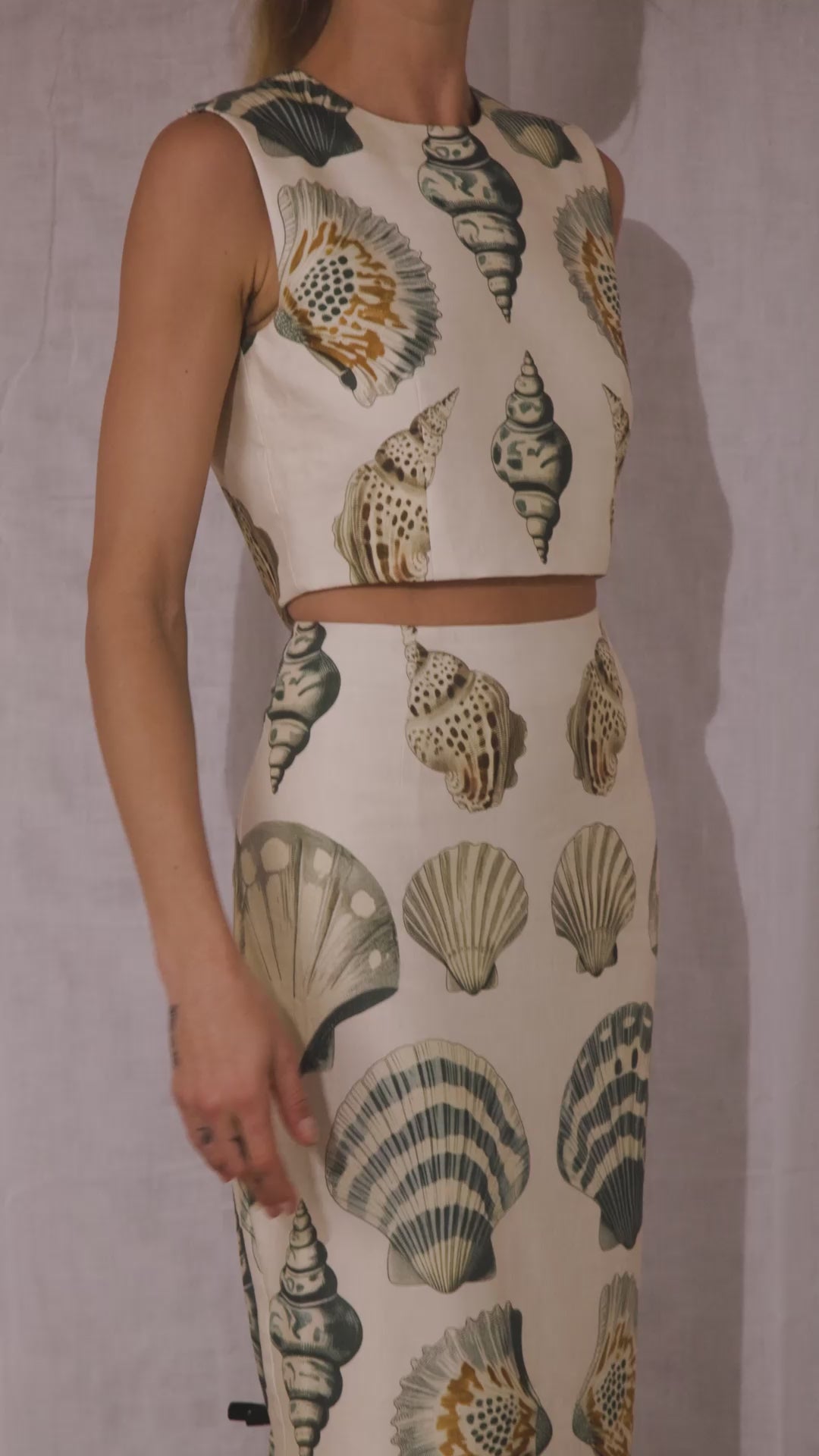 The Royce Top in Somers Shell Cream paired with matching Lynne Skirt.