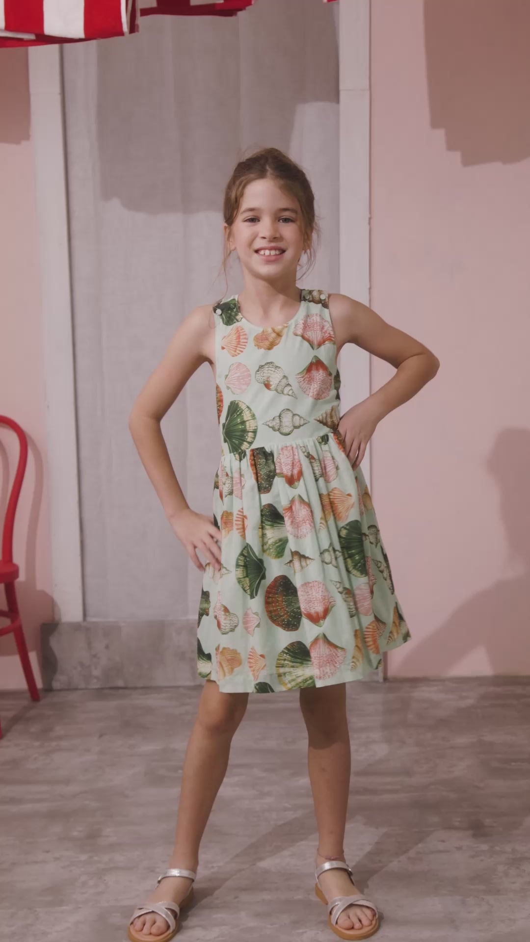 The Kids June Dress in Somers Shell Mint.