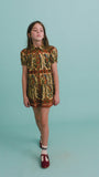 The Kids Drifter Dress in Amber Glen Cream. 