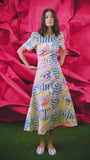 The Casey Dress in the morning glory print 