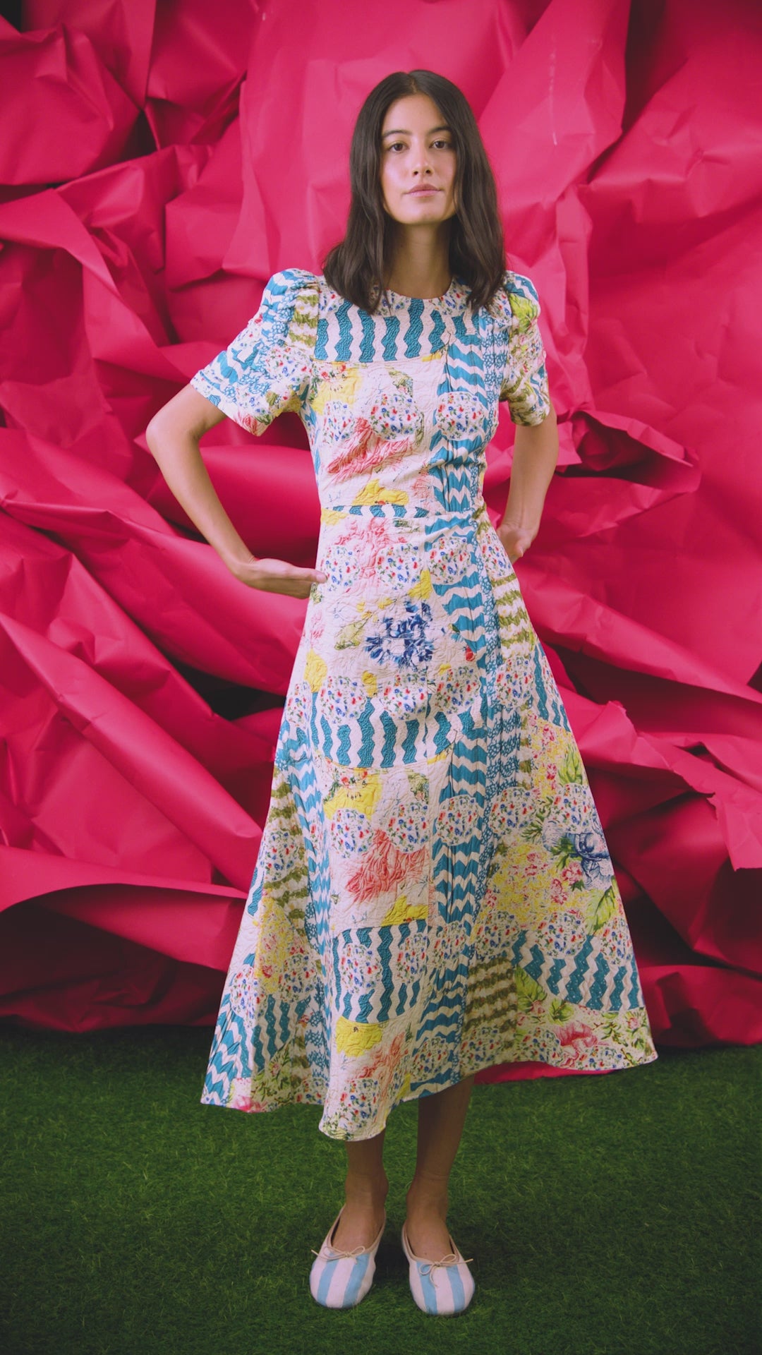 The Casey Dress in the morning glory print 
