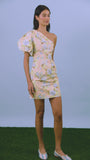 The Chloe Dress, one shoulder mini formal dress, in Garden Rose Periwinkle.
