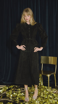 The Ida Skirt is 100% genuine suede. Designed to be fitted at the waist and flow into a full skirt. 