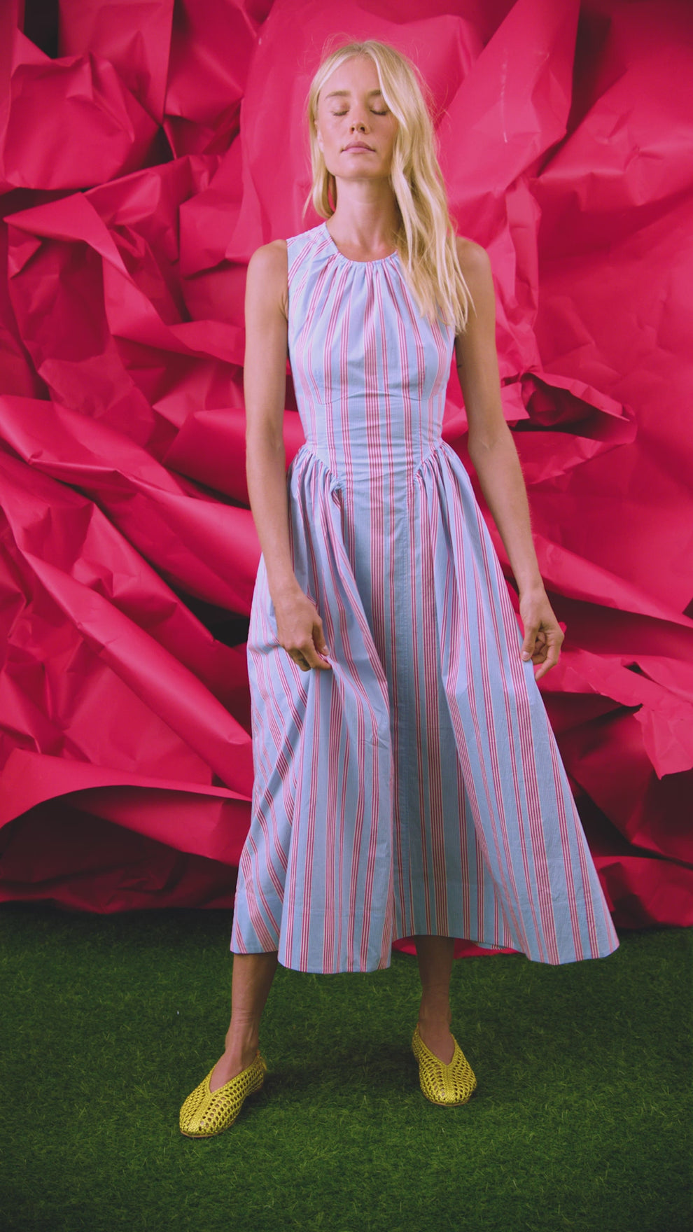 hunter bell beach stripe louise dress Nantucket Dress | Striped Fitted Midi Dress