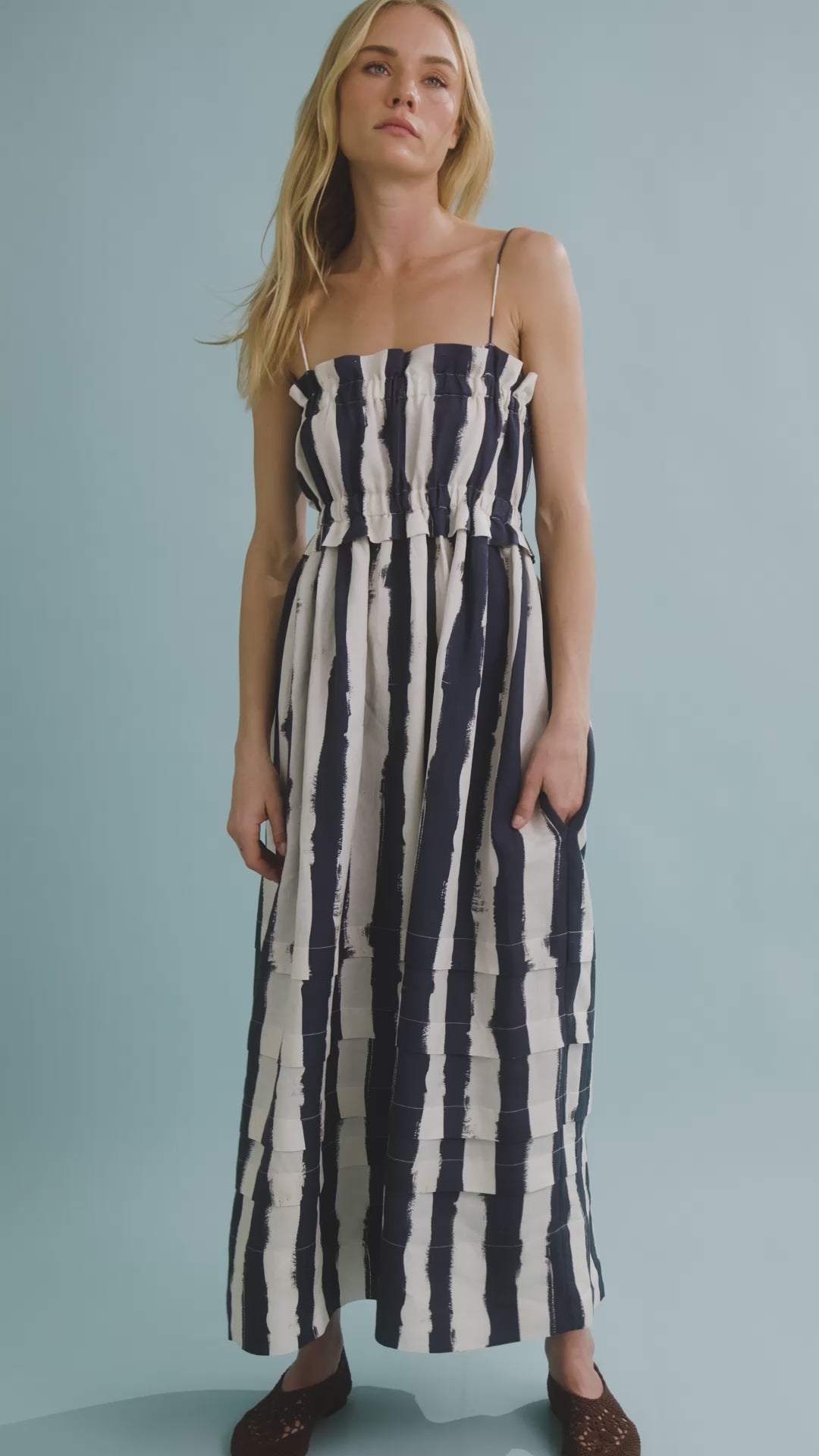 The Larkin Dress in Lighthouse Stripe Navy.