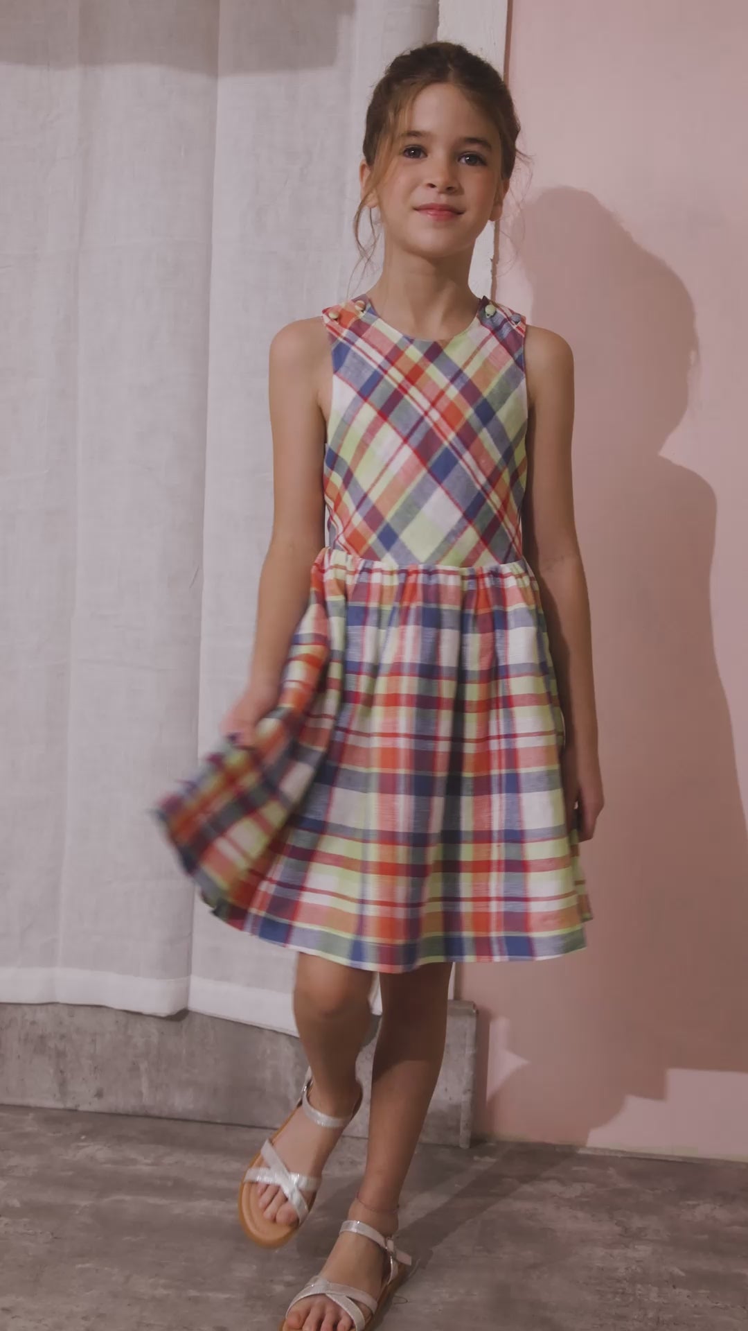 The Kids June Dress in Harbor Club Madras.
